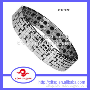Difference plating color mens stainless steel bio magnetic germanium bracelet